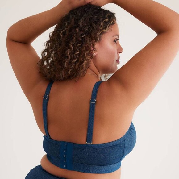 Penningtons PENN Crossed and Draped Chest Bikini Top Shimmer Blue Size X - Picture 2 of 12